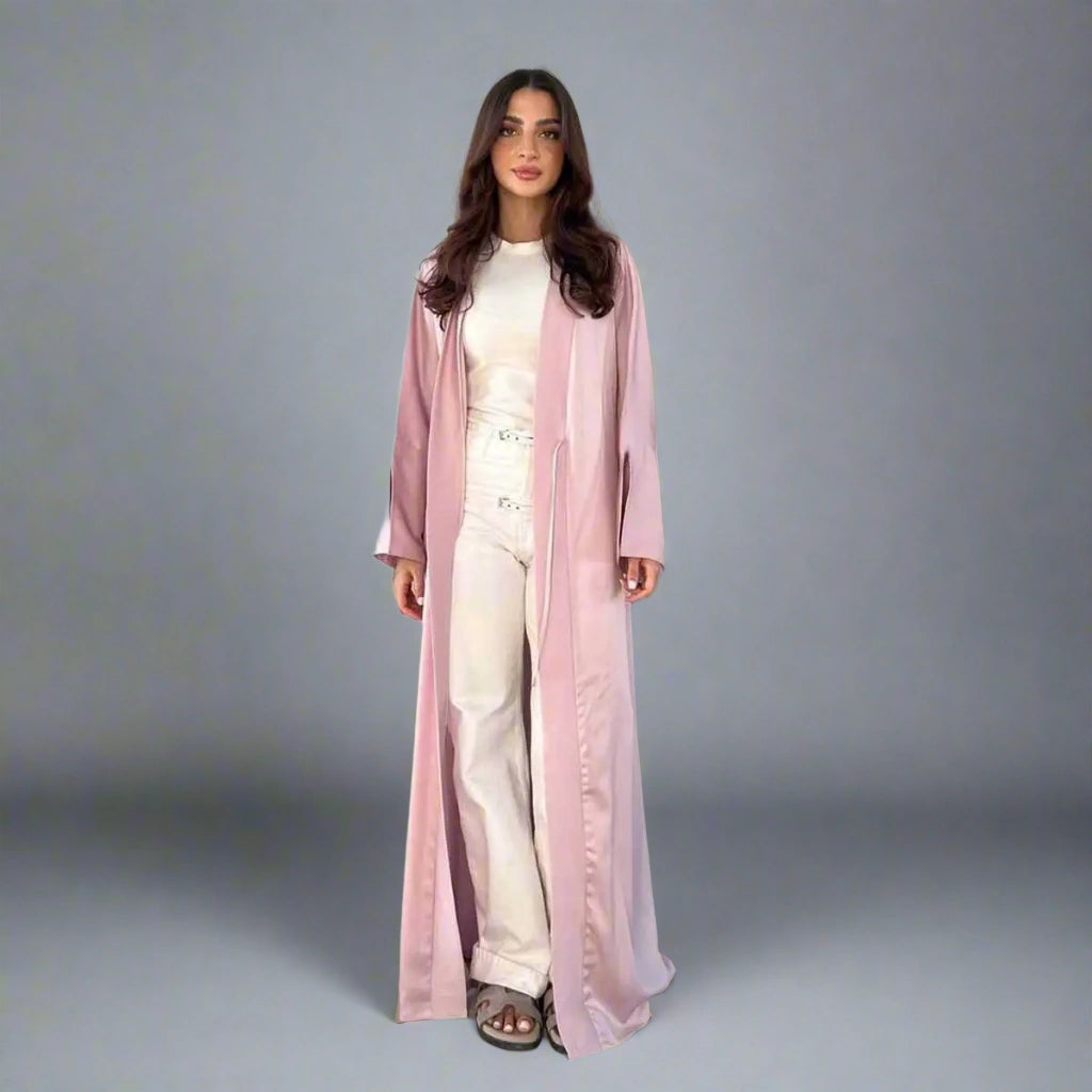 Satin Open Abaya Dress