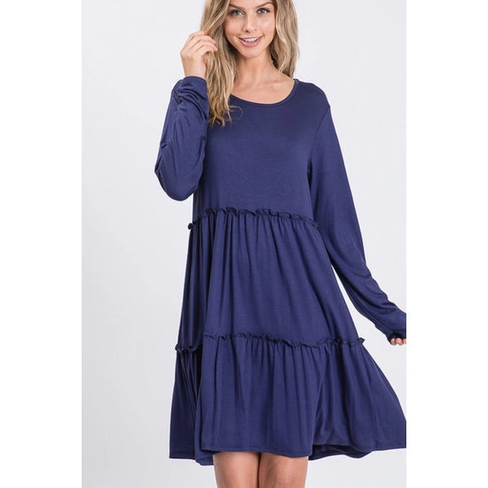 Solid Dress With Ruffled