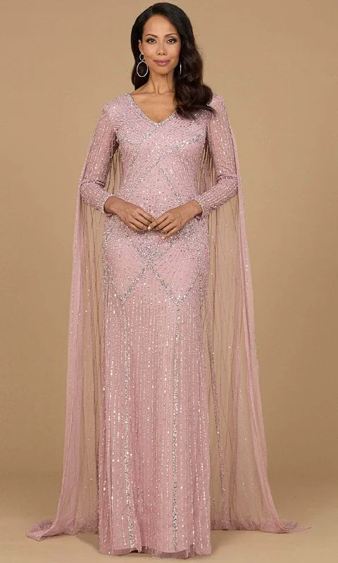 Lara Dresses 28956 - V-Neck Silver Beaded Evening Dress