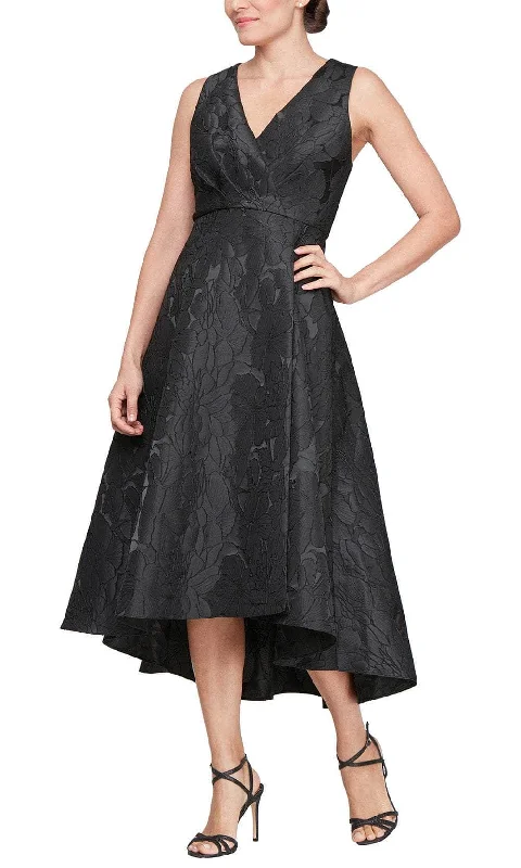 SLNY 9181160 - Wide Straps Jacquard Evening Dress