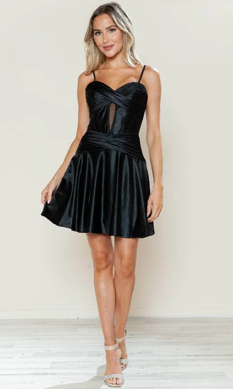 Poly USA 9632 - Pleated Sweetheart Cocktail Dress