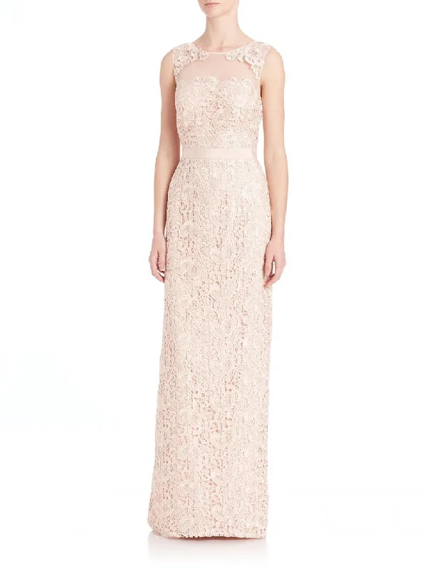 Aidan Mattox - 251706210SC Embroidered Lace Column Long Dress