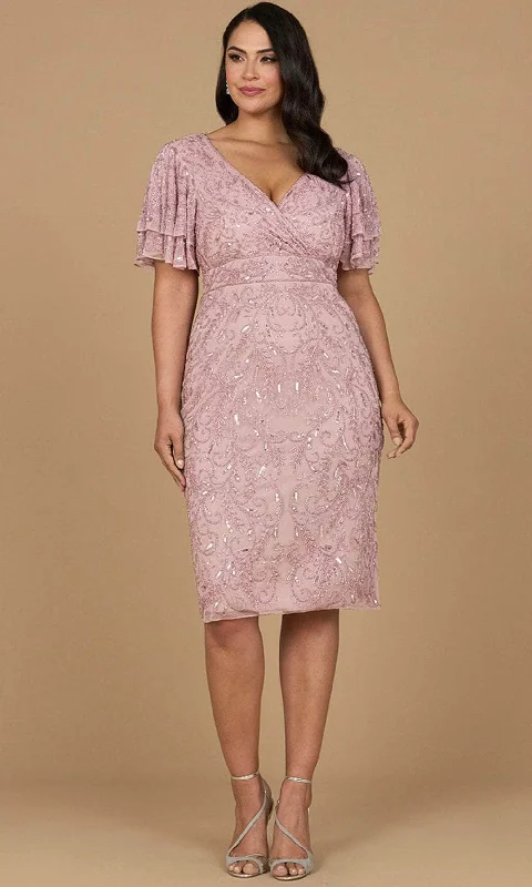 Lara Dresses 28973 - Flutter Sleeve Knee Length Evening Dress