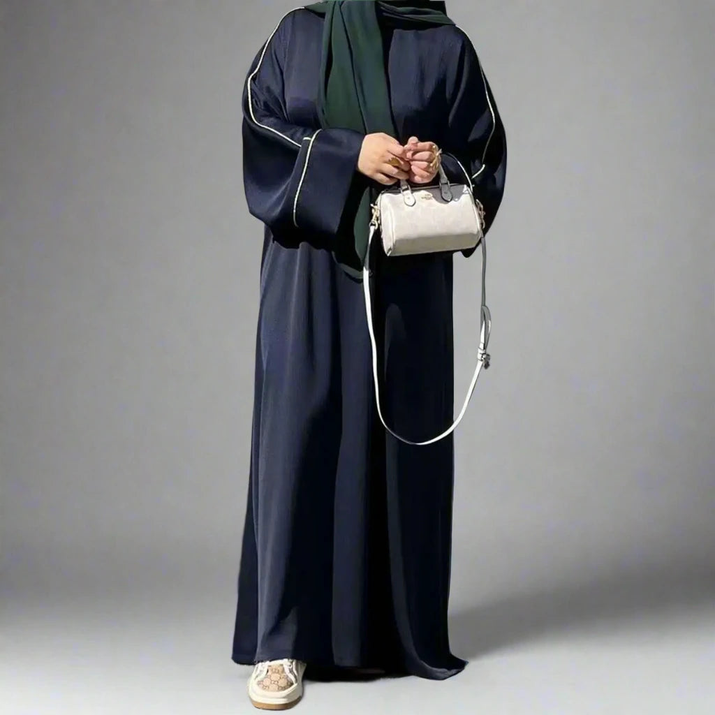 Wrinkle Satin Abaya Dress #24937
