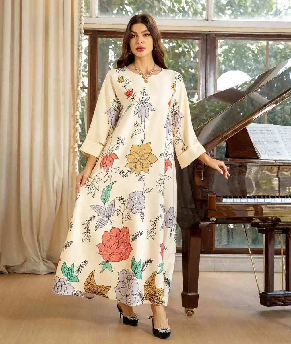 Eid Dress Hotfix Rhinestone Beads Caftan Kaftan Dress
