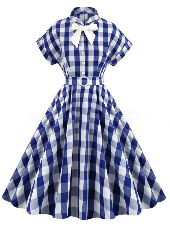 Blue Short-sleeved Bow