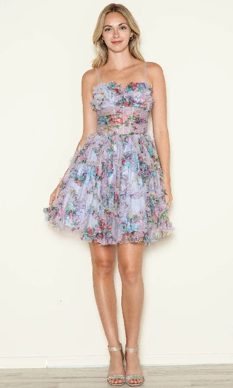 Poly USA 9672 - Sleeveless Ruffle Cocktail Dress