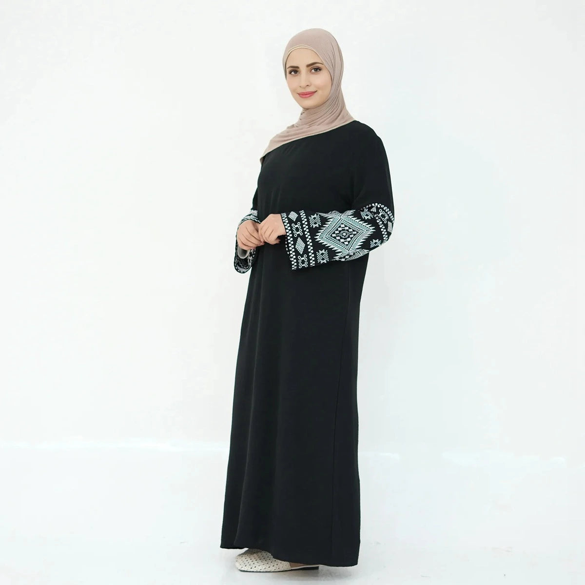 Embroidery Sleeve Abaya Dress #24877