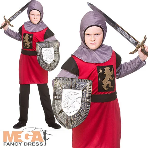 Boys Medieval Knight Tudor Crusader Fancy Dress Costume