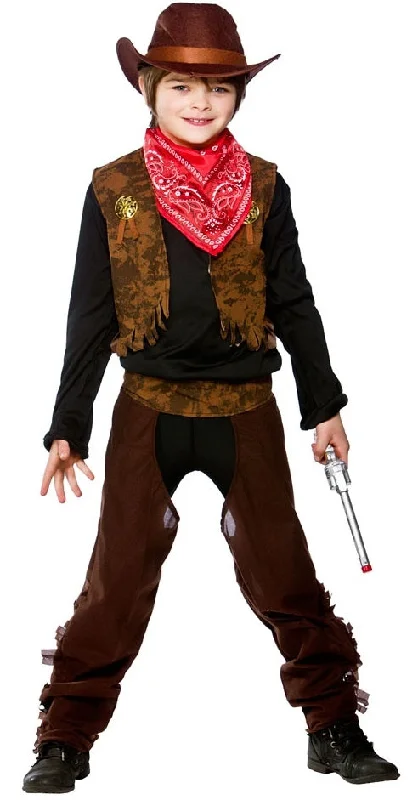 Boys Cowboy + Hat Fancy Dress Western Cowboys & Indians Costume