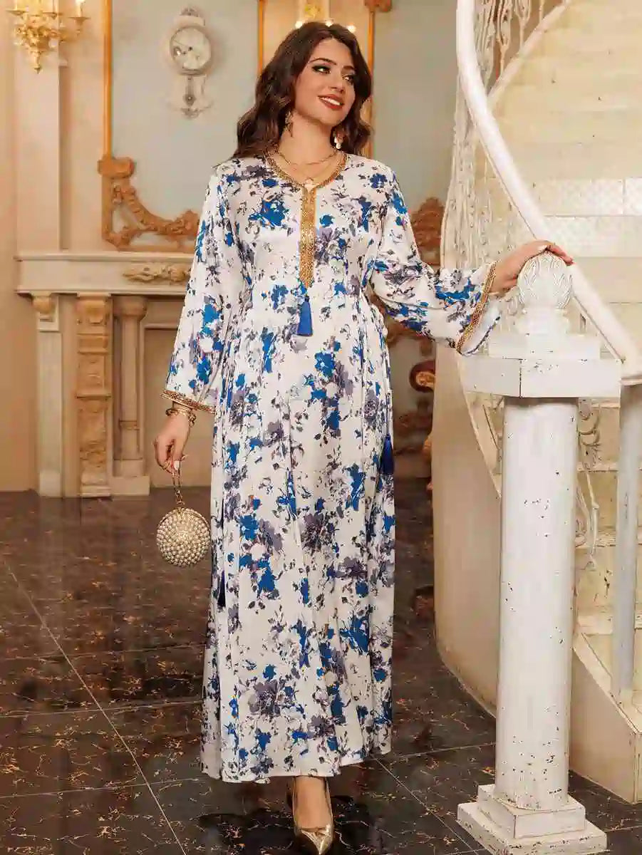 Eid Printed Caftan Kaftan Dress For Wedding And Party #24435