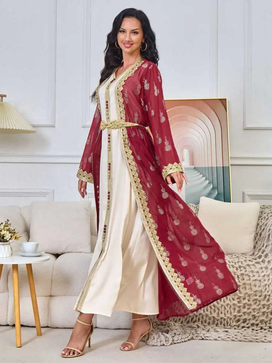 Embroidery Eid Dress 2 Pieces Set Caftan Kaftan Dress