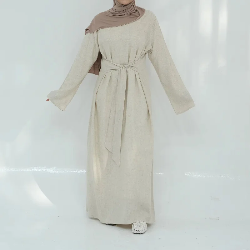 Linen Cotton Blended Abaya Dress #24936
