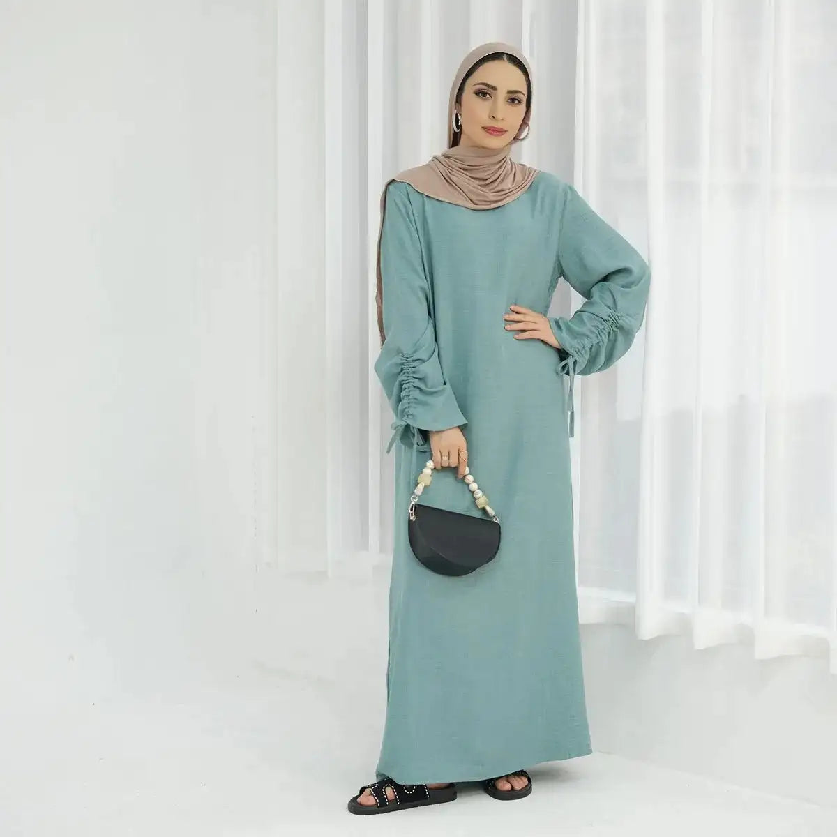 Strapped Cuff Abaya Dress