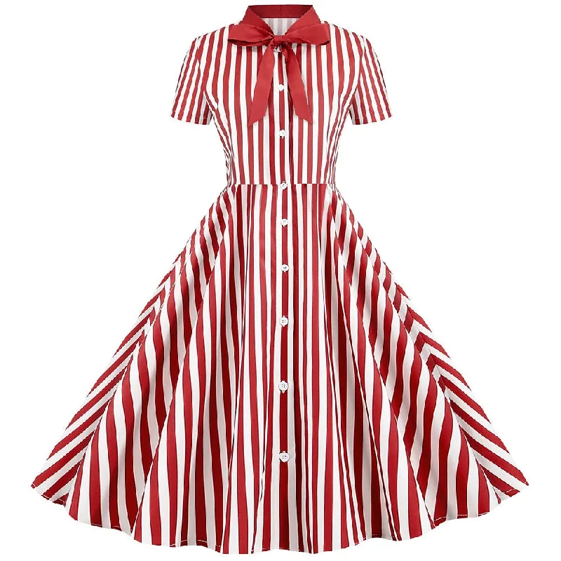 A-Line/Princess Jewel Neck Short Sleeves Knee-Length Halloween Performance Costumes Dress with Bow Tie