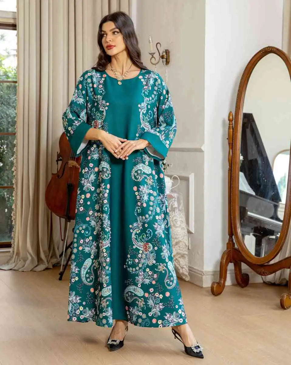 Eid Hotfix Rhinestone Beads Dress Caftan Kaftan Dress