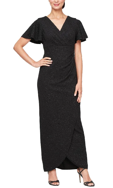 SLNY 9427212 - V-Neck Tulip Hem Formal Dress