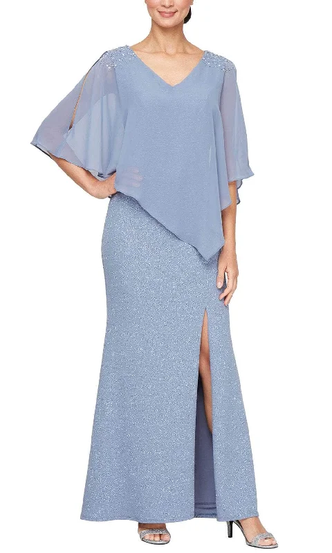 SLNY 9427277 - Split Sleeved Sheath Formal Dress