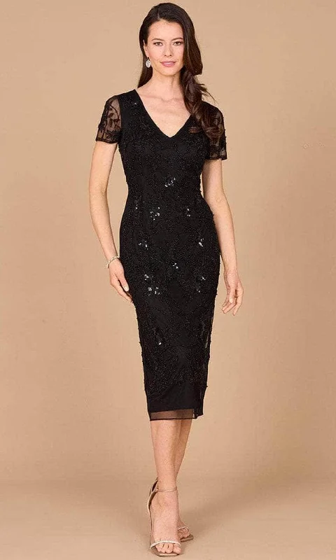 Lara Dresses 28995 - Short Sleeve Evening Dress with Slit