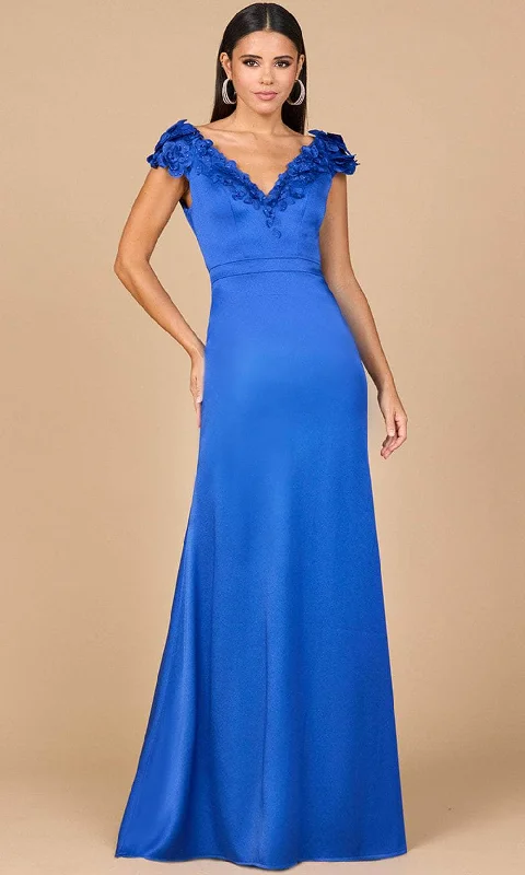 Lara Dresses 28914 - V-Neck Floral Prom Gown