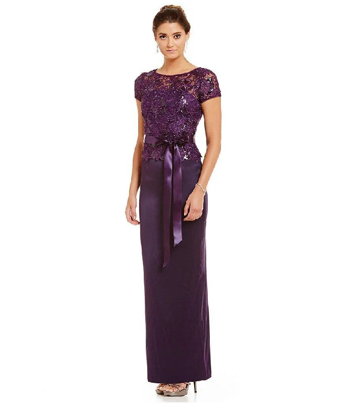 Adrianna Papell - Short Sleeve Lace Bodice Long Dress 81929760SC