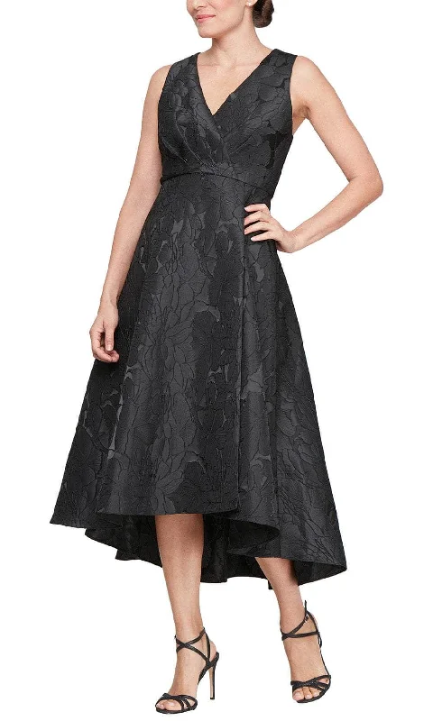 SLNY 9481160 - Hi-Low A-Line Jacquard Evening Dress