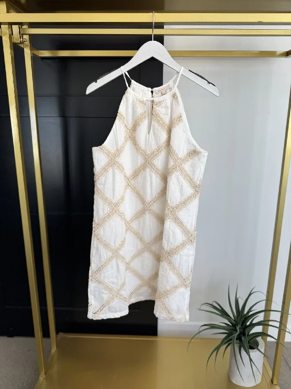 Skies Are Blue Crochet Patch Halter Dress