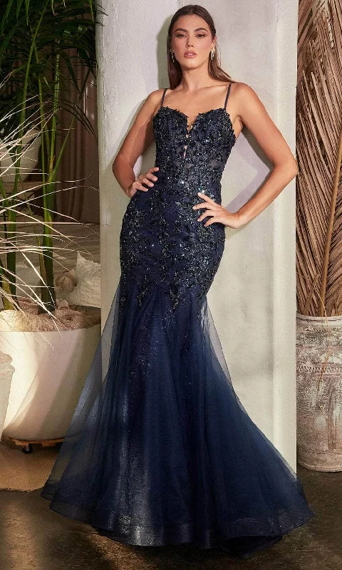 Cinderella Divine CDS488 - Glitter Embellished Mermaid Evening Dress