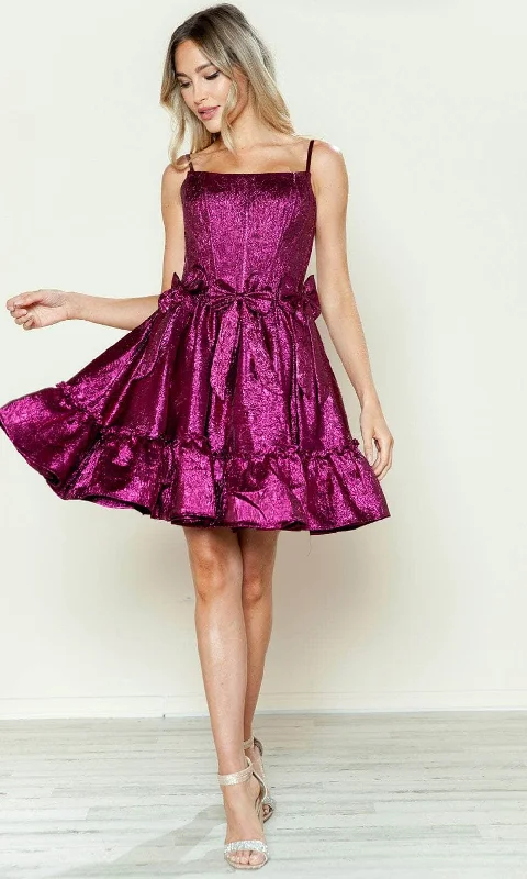 Poly USA 9724 - Bow Accented A-Line Cocktail Dress