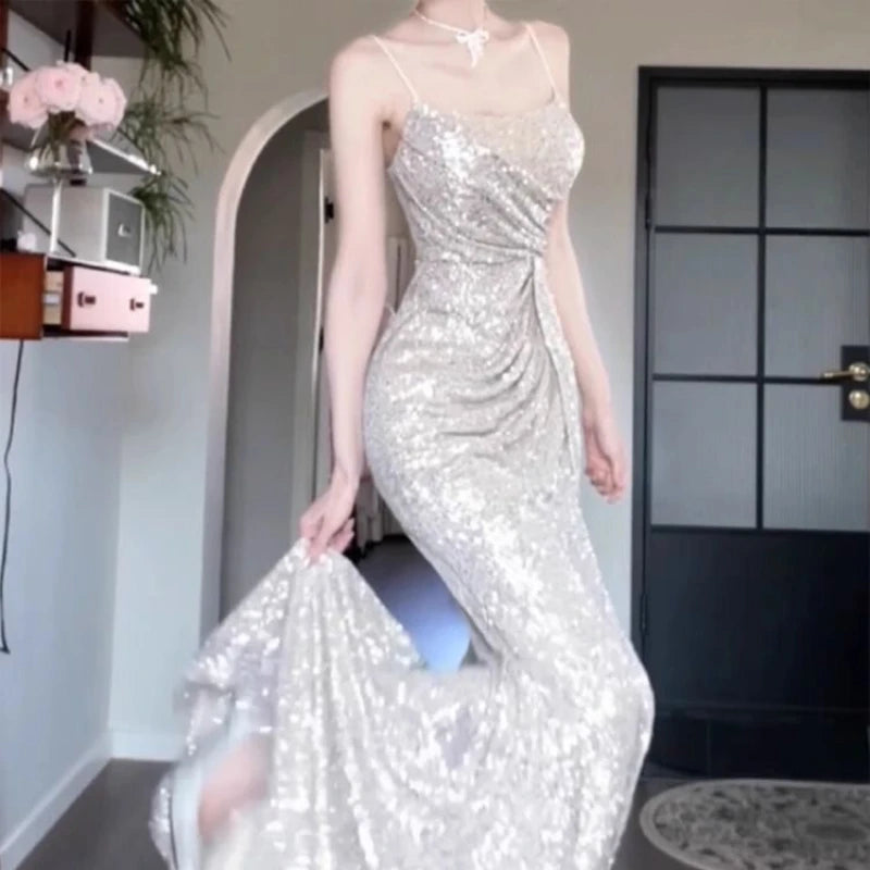 TAVIMART  -  Annual & Engagement Party Gown - High-End, Light Luxury, Niche Dress for Bride's Morning, Toast & Sling Camisole