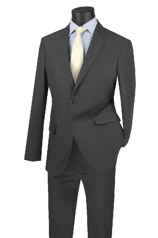 "Sophisticated and Timeless: Charcoal Grey Wool-Blend Suit for Prom and Weddings" Grey Prom Dress