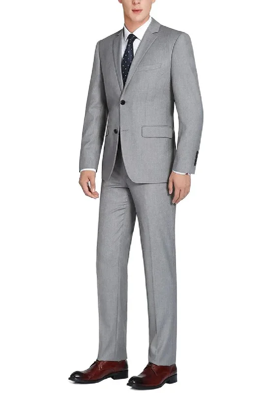 "Exquisite Renoir Light Grey Wool Suit: Perfect for Prom Nights and Wedding Celebrations" Grey Prom Dress