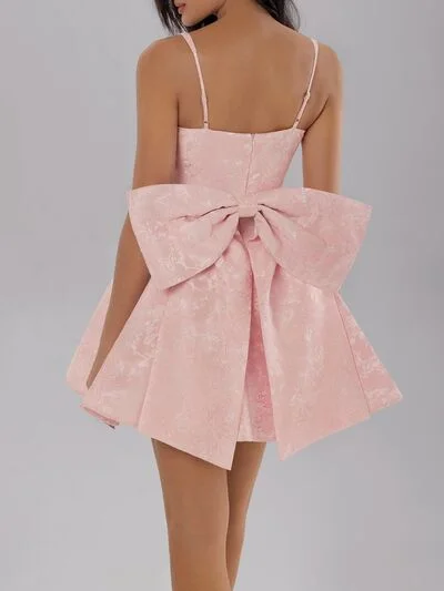 Bella's Satin Mini Cami Dress with Bow