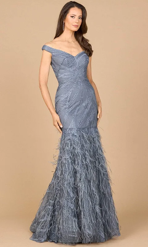Lara Dresses 28988 - Feather Detailed Mermaid Evening Gown
