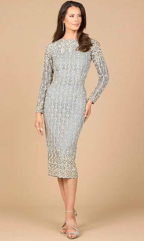 Lara Dresses 28982 - Jewel Neck Tea Length Evening Dress