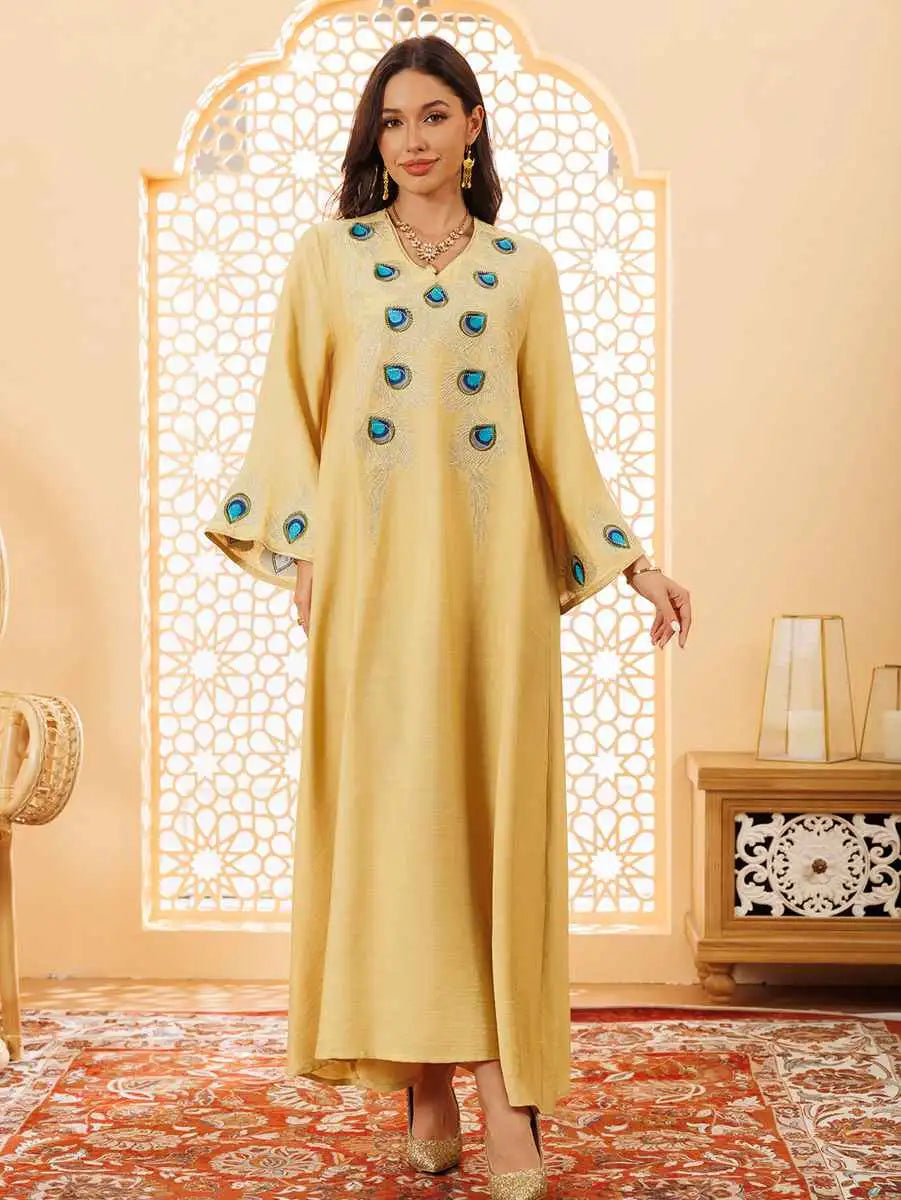 Eid Embroidery Caftan Kaftan Dress Jalabiya For Party And Wedding
