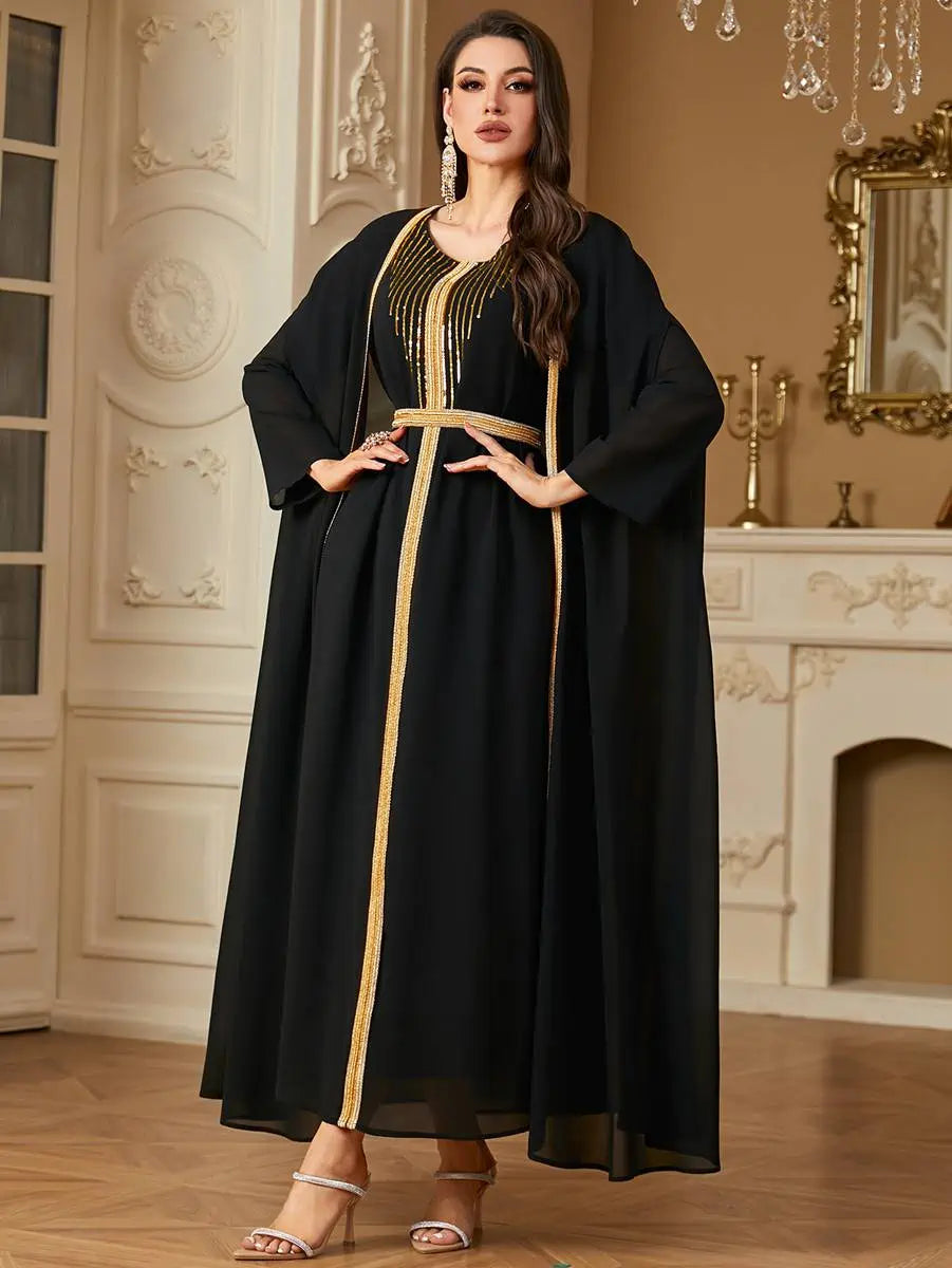 Eid 2 Pieces Set Chiffon Caftan Kaftan Dress For Wedding And Party #244070