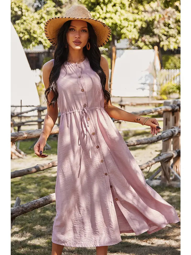 BUTTON Flare Dress