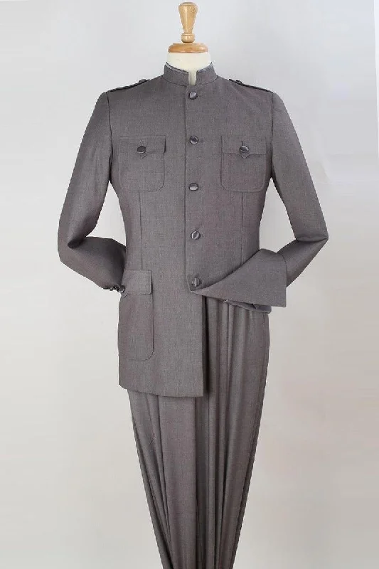 "Elegant Grey Safari Suit: A Timeless Choice for Prom and Weddings" Grey Prom Dress