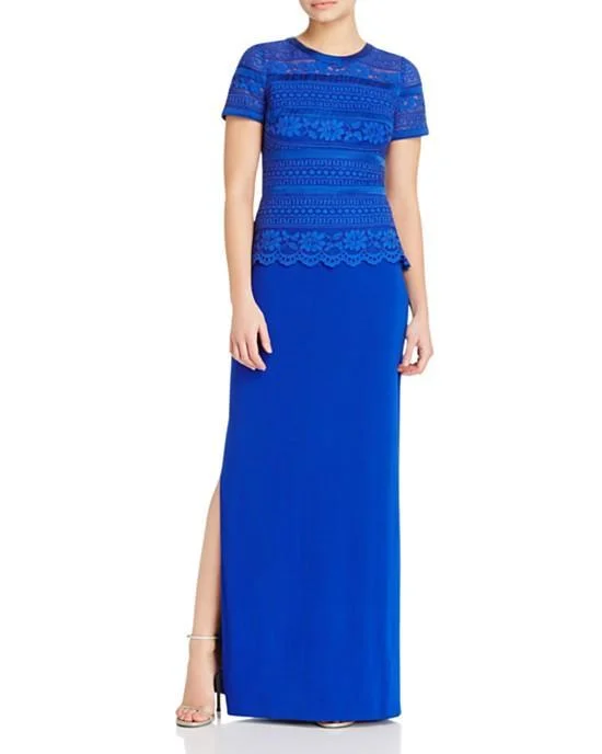 Aidan Mattox - Short Sleeve Lace Peplum Long Dress 54471000SC