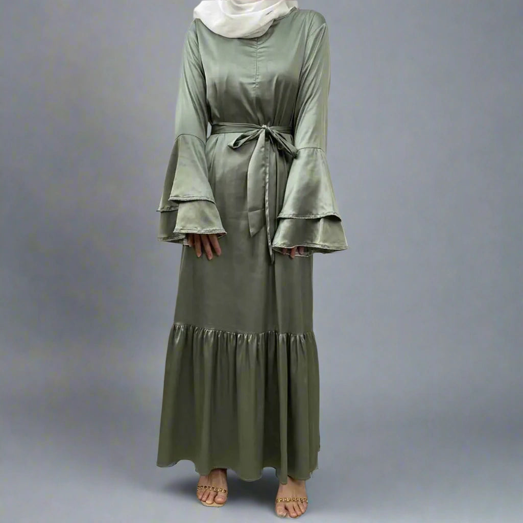 Modest Fashion Satin Abaya Dress