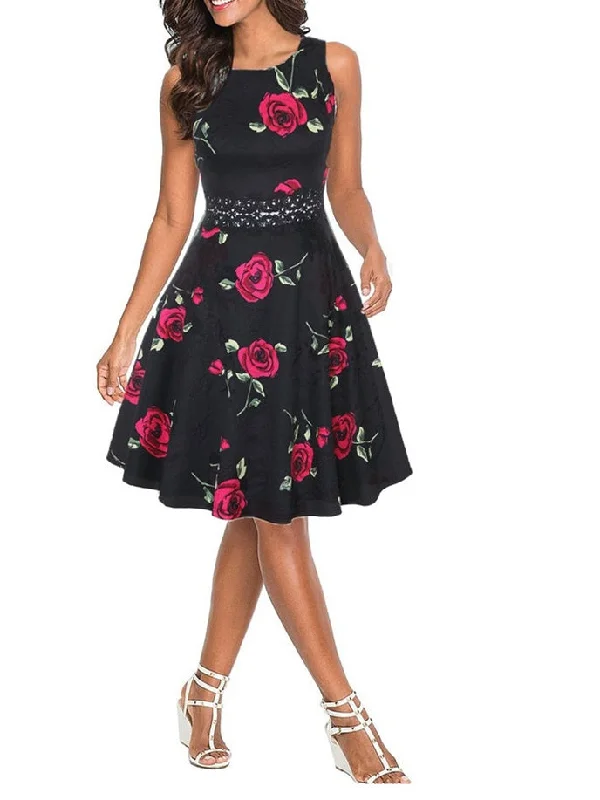 Black Background With Red Flowers