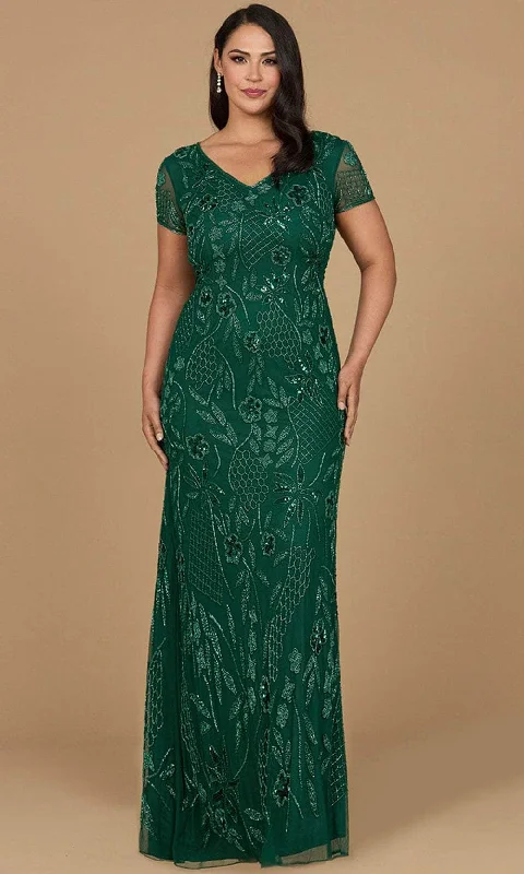 Lara Dresses 28972 - V-Neck Bead Encrusted Evening Dress