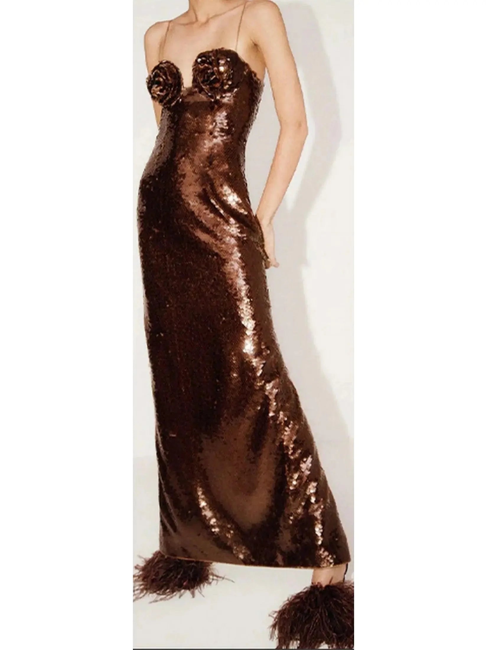 Roses Sequin Evening Dress
