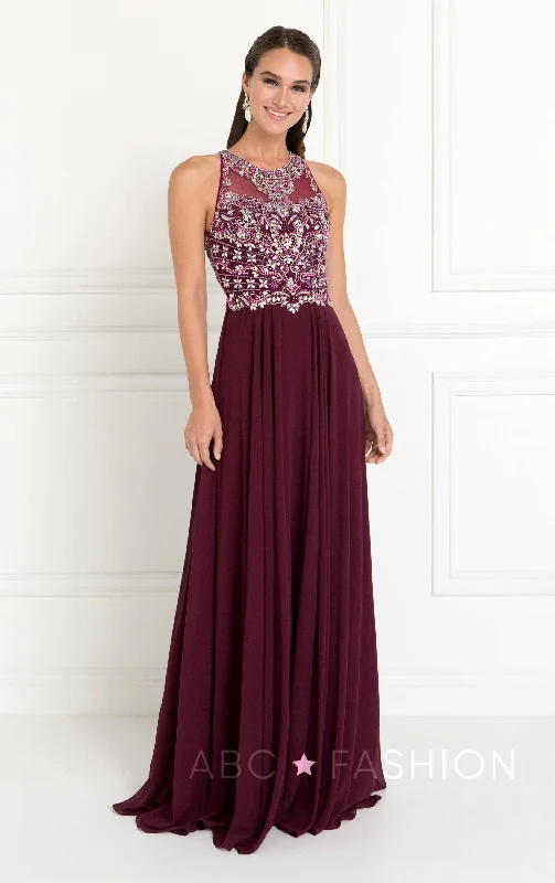 Long Dress with Jeweled Bodice by Elizabeth K GL1564