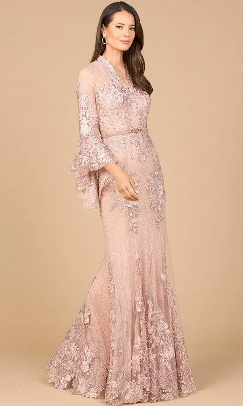 Lara Dresses 28978 - Embroidered V-Neck Evening Gown