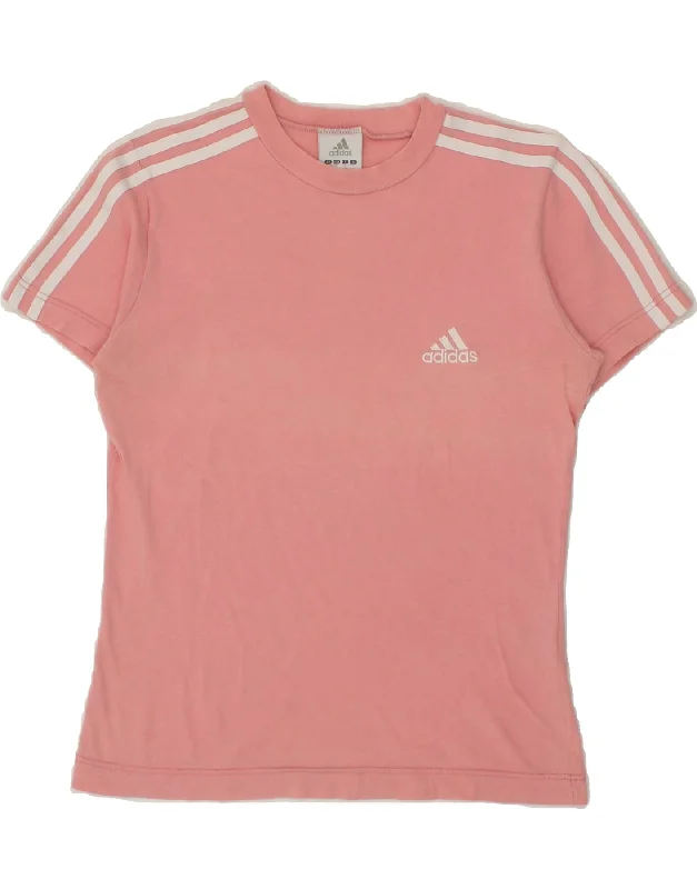 ADIDAS Womens T-Shirt Top UK 10 Small Pink Cotton