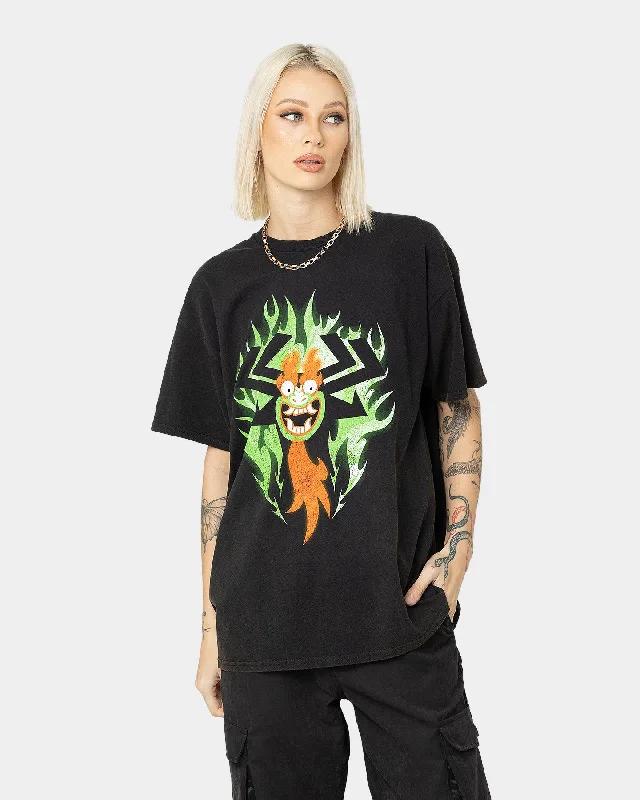American Thrift X Samurai Jack Aku T-Shirt Black Wash Fleece Fabric Down Fabric Feather Fabric
