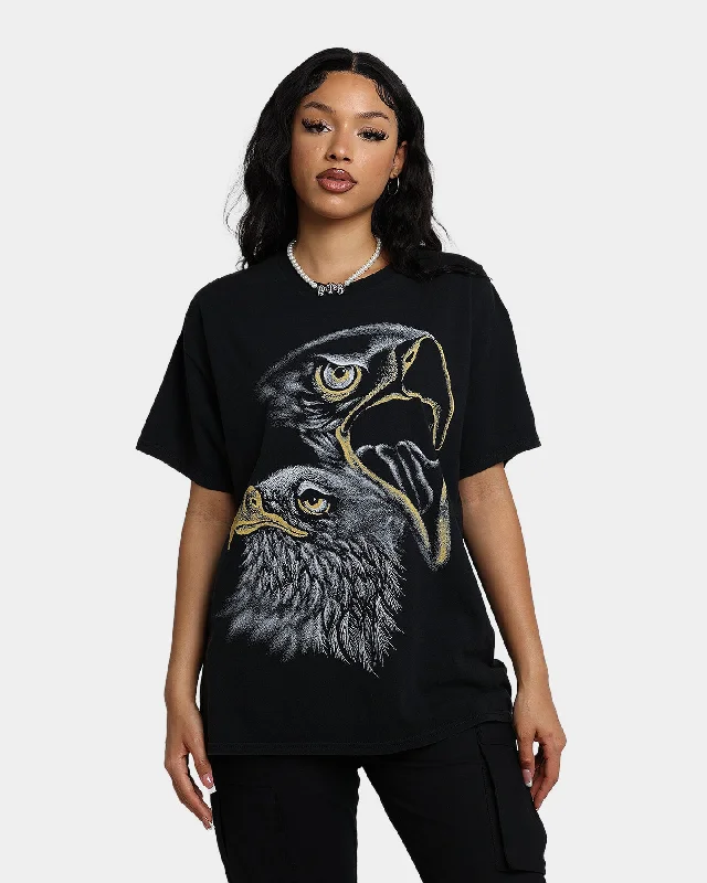 American Thrift Eagles Vintage T-Shirt Black Wash Knit Fabric Woven Fabric Fleece Fabric