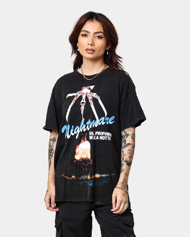 American Thrift X A Nightmare on Elm Street Nightmare Vintage T-Shirt Black Wash Hooded Caped Shawl Collar